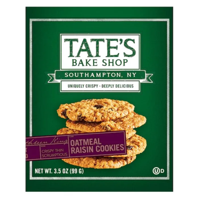 Tate's Bake Shop Oatmeal Raisin Cookies 3.5 oz Bagged (Pack of 12)
