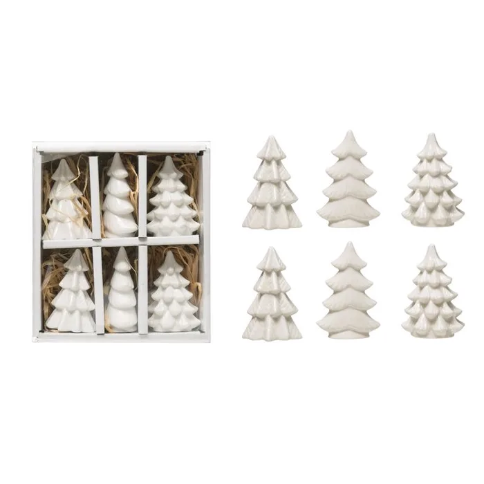 Creative Co-Op White Trees Table Decor (Pack of 6)