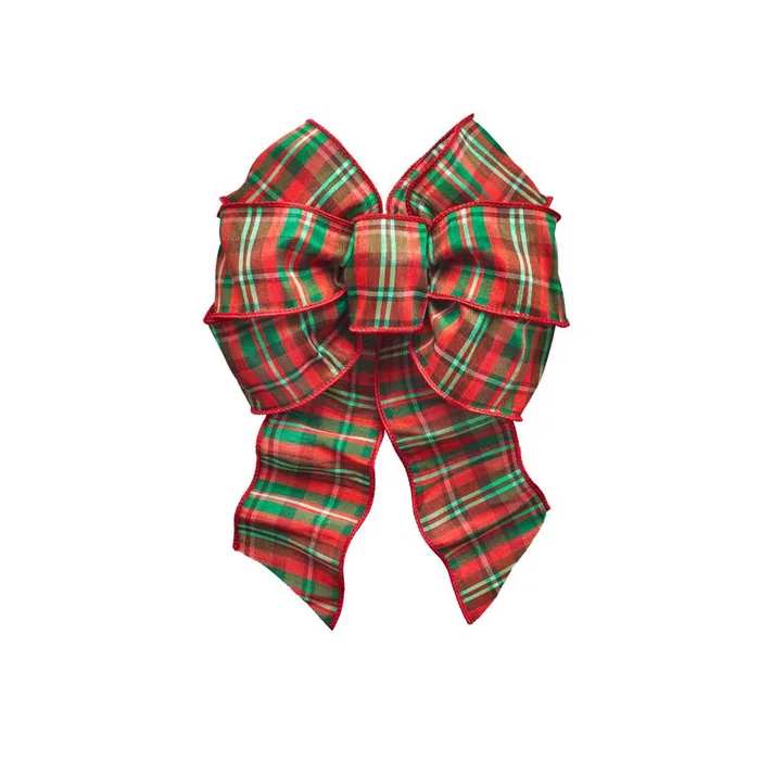 Holiday Trims Red/Green Plaid Christmas Bow (Pack of 12)