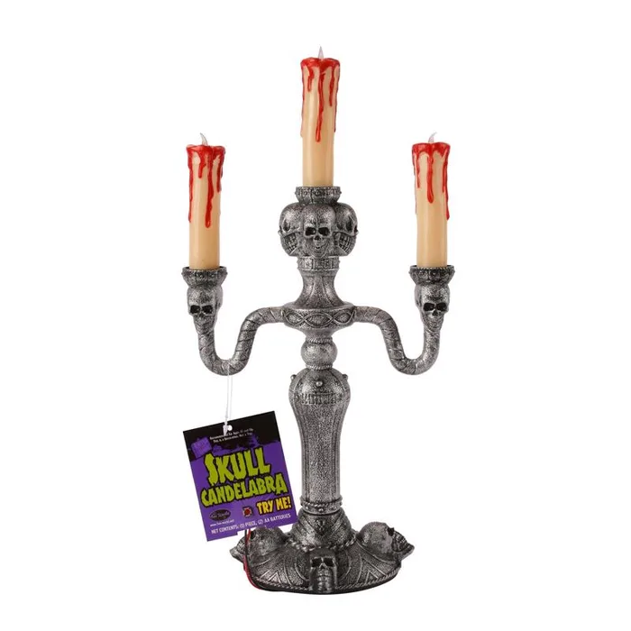 Fun World 14.13 in. LED LED Gothic Skull Candelabra Halloween Decor (Pack of 6)