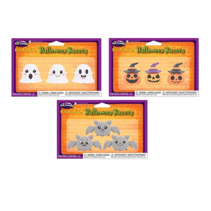 Fun World Bats/Ghosts/Pumpkins Pull Back Pals (Pack of 12)
