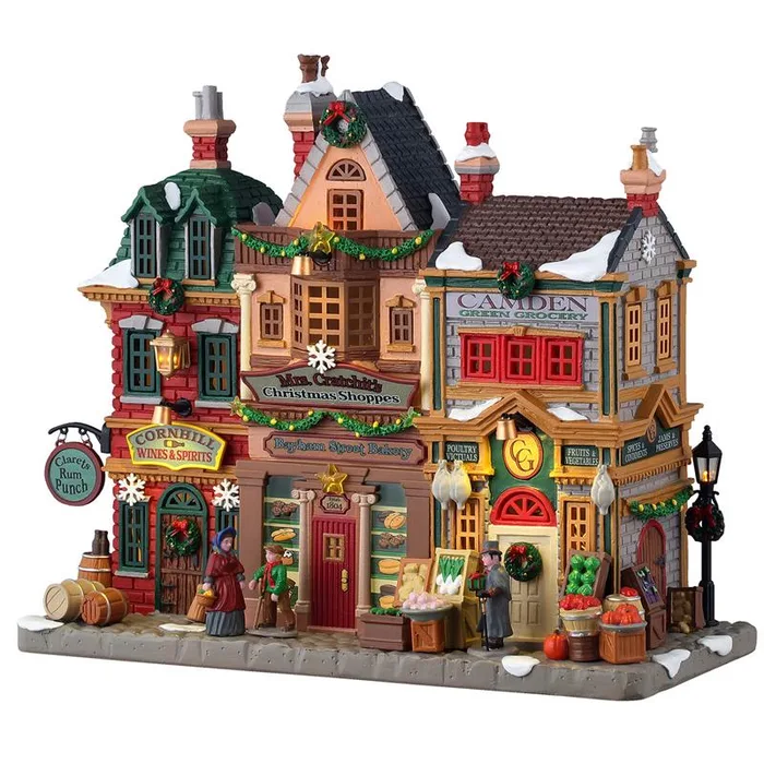 Lemax LED Mrs. Cratchit's Christmas Shoppes Christmas Village (Pack of 4)