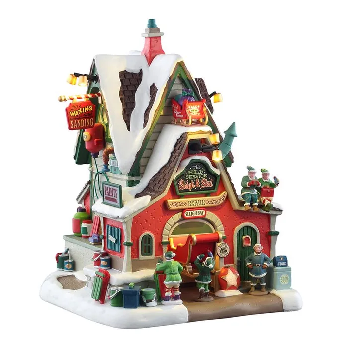 Lemax LED Elf Service Sleigh and Sled Repair Christmas Village (Pack of 4)