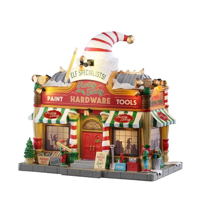 Lemax LED Holly Jolly Hardware Christmas Village (Pack of 4)