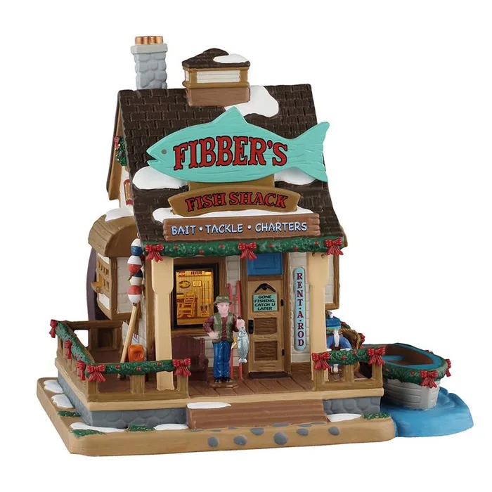 Lemax LED Fibbers Fish Shack Christmas Village (Pack of 4)