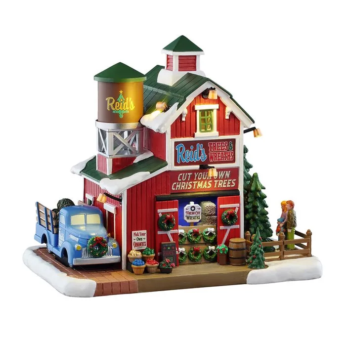 Lemax LED Reid's Trees and Wreaths Christmas Village (Pack of 4)