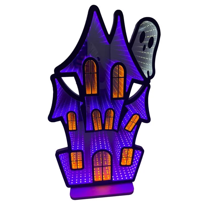 Celebrations Multicolored 400 ct 23.6 in. LED Prelit Haunted House Halloween Decor