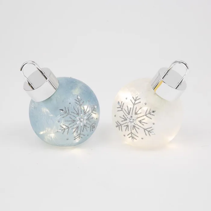 Gerson Lighted snowflake glass Ornament 6 in. (Pack of 6)