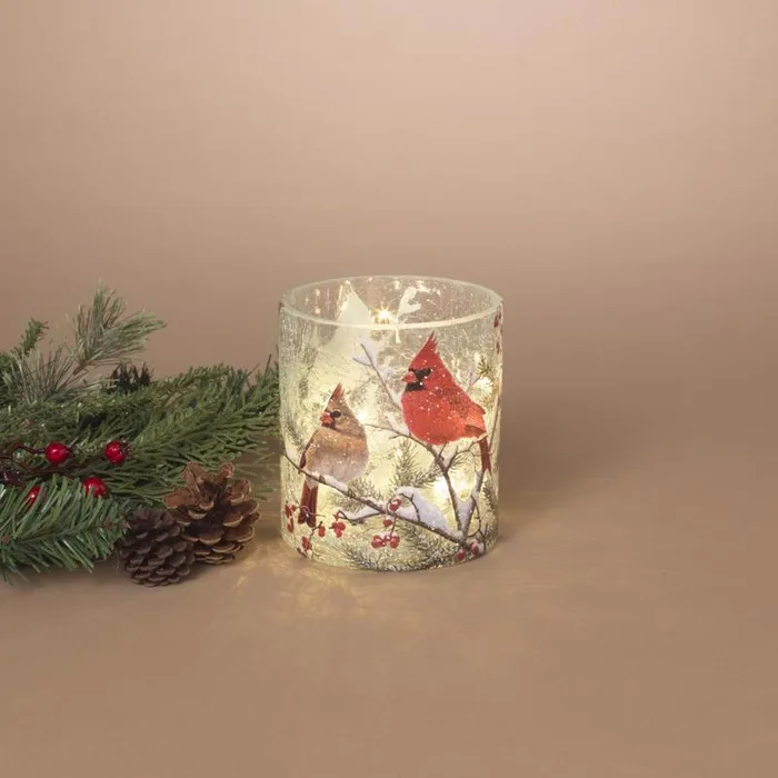 Gerson Lighted Glass Holiday Cardinal Luminary 5 in. (Pack of 6)