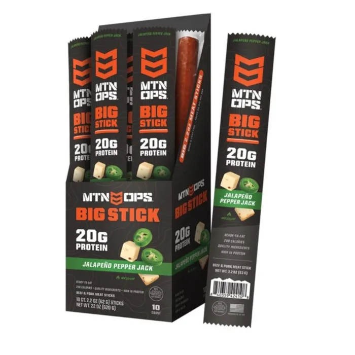 MTN OPS Jalepeno Pepperjack Meat Sticks 2.2 oz Packet (Pack of 10)