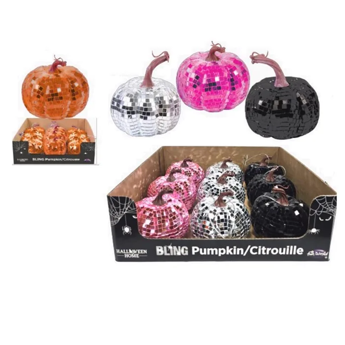 Fun World 3.25 in. Mirror Pumpkin Assortment Halloween Decor (Pack of 18)