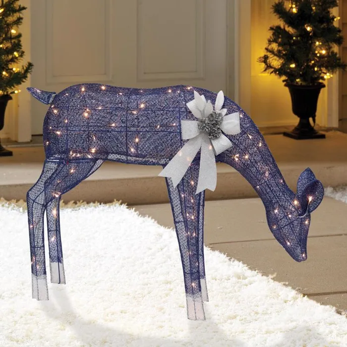 Celebrations LED Warm White Feeding Deer 33 in. Yard Decor