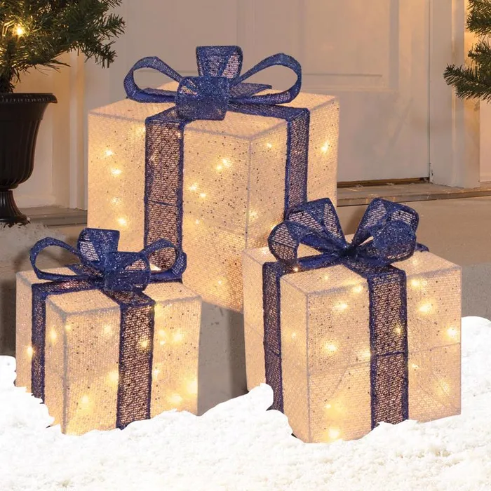 Celebrations LED Warm White Giftboxes 14/12/9 in. Yard Decor