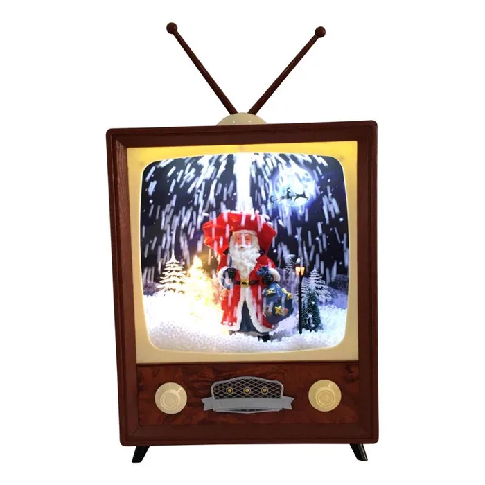 Glory Haus Mini Retro TV with Santa Table Decor