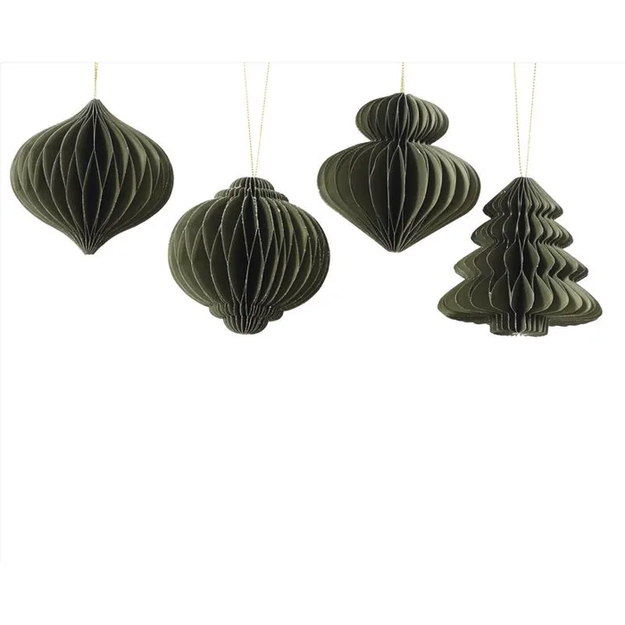 Decoris Green Paper Ornaments (Pack of 16)
