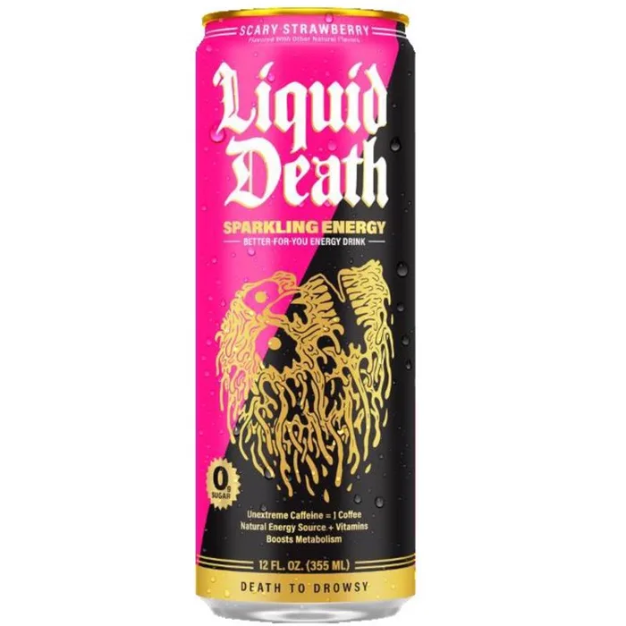 Liquid Death Sugar Free Strawberry Energy Drink (Pack of 12)