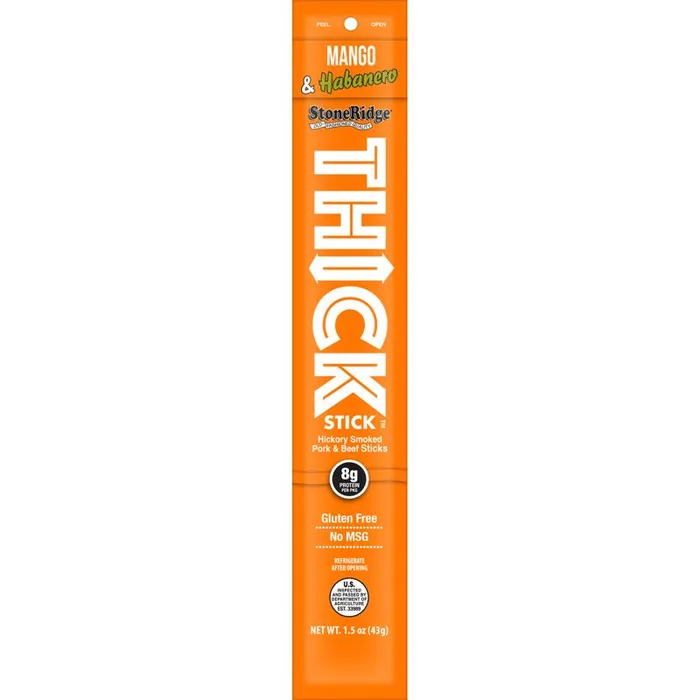 StoneRidge Wholesale Thick Stick Mango Habanero Meat Sticks 1.5 oz Shrink Wrapped (Pack of 15)