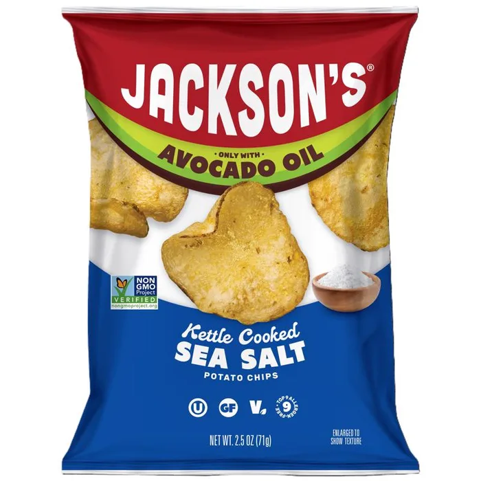 Jackson's Sea Salt Kettle Cooked Potato Chips 2.5 oz Bagged (Pack of 8)