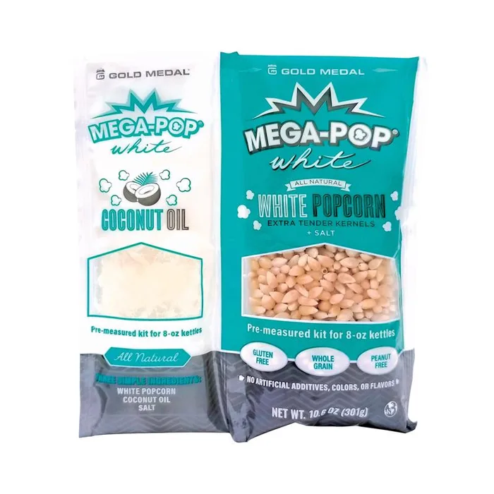 Gold Medal Mega-Pop White Popcorn Corn/Oil/Salt Kits 10.6 Pouch (Pack of 24)