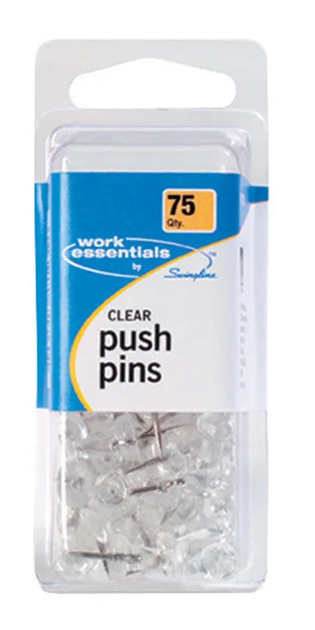 Swingline Work Essentials Clear Push Pins 75 pk (Pack of 4)