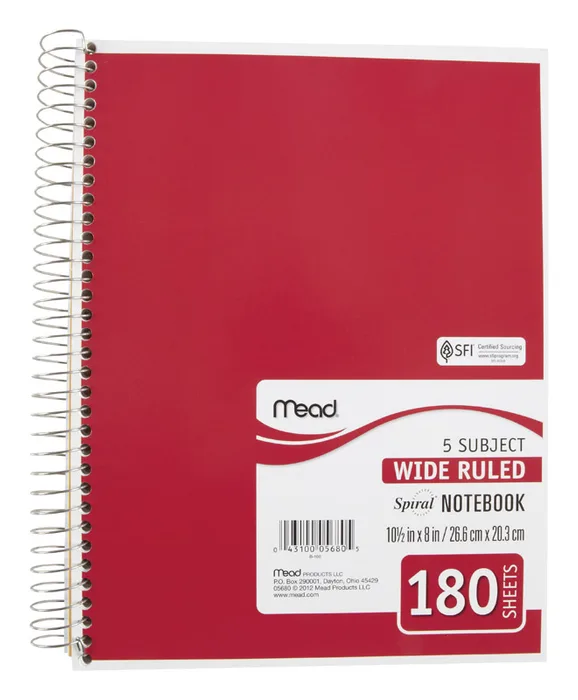 Mead 8 in. W X 10-1/2 in. L Wide Ruled Spiral Assorted Notebook (Pack of 12)