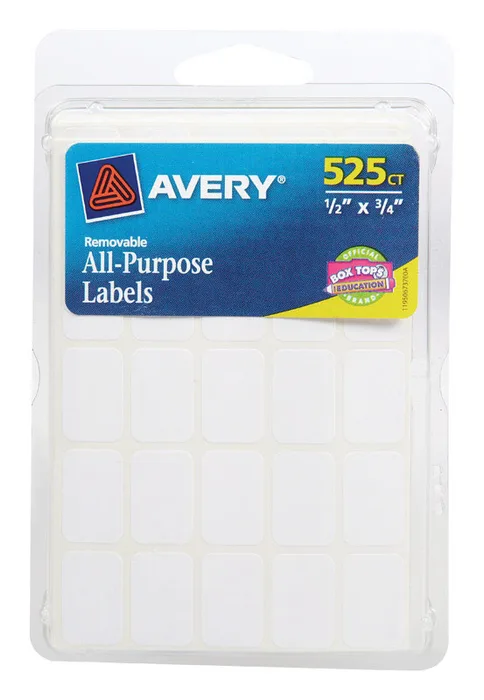Avery 1/2 in. H X 3/4 in. W Rectangular White Labels 525 pk (Pack of 6)