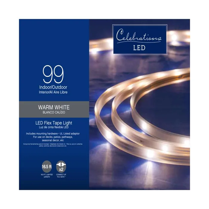 Celebrations LED Clear/Warm White 99 ct Rope Tape Light 16.5 ft.