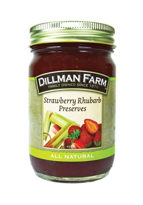 Dillman Farm All Natural Strawberry Rhubarb Preserves 16 oz Jar (Pack of 6)