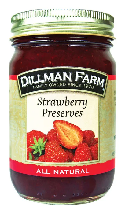 Dillman Farm All Natural Strawberry Preserves 16 oz Jar (Pack of 6)