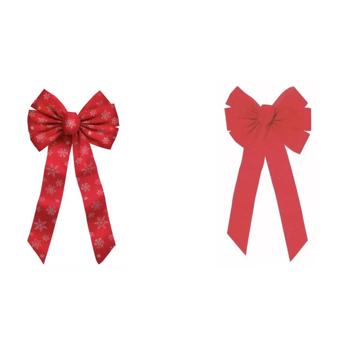 Holiday Trims Red/Silver Fancy Glitter Christmas Bow 12 in. (Pack of 12)