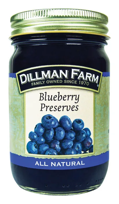 Dillman Farm All Natural Blueberry Preserves 16 oz Jar (Pack of 6)