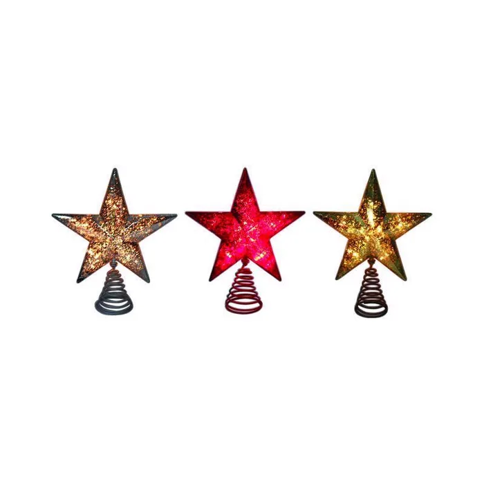 Celebrations Incandescent Assorted Mercury Star Tree Topper 10 in. (Pack of 6)