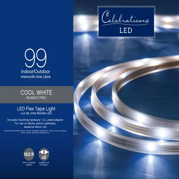 Celebrations LED Cool White 99 ct Rope Tape Light 16.4 ft.