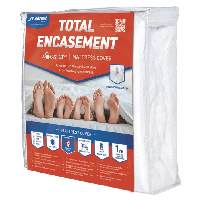 JT Eaton Lock-Up Full White Stretch-Knit Polyester Mattress Encasement Cover