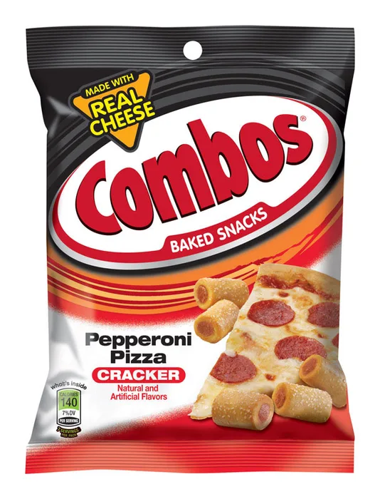Combos Baked Snacks Pepperoni Pizza Crackers 6.3 oz Bagged (Pack of 12)