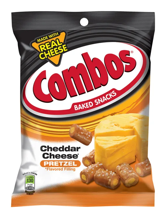 Combos Baked Snacks Cheddar Cheese Filled Pretzels 6.3 oz Bagged (Pack of 12)