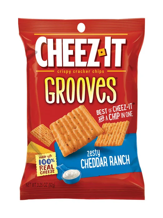 Cheez-It Grooves Zesty Cheddar Ranch Crackers 3.25 oz Pegged (Pack of 6)