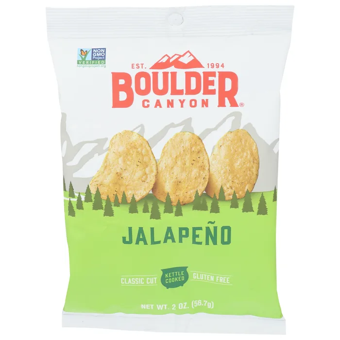 Boulder Canyon Jalapeno Kettle Cooked Potato Chips 2 oz Pegged (Pack of 8)