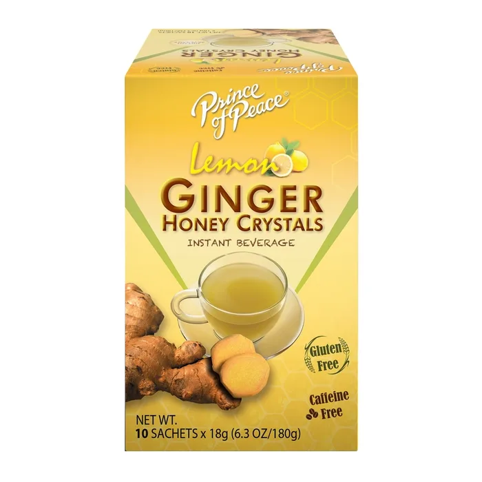 Prince of Peace Ginger Honey Crystals Lemon Tea Bags 10 pk (Pack of 6)