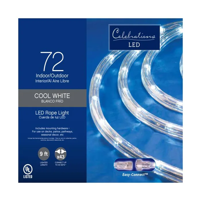 Celebrations LED Cool White 72 ct Rope Christmas Lights 9 ft.