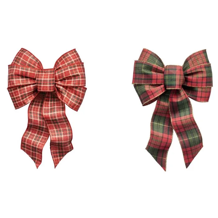 Holiday Trims Assorted 7 Loop Christmas Bow 8.5 in. (Pack of 12)